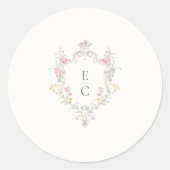 Boho Wildflower Elegant Wedding Runder Aufkleber (Vorderseite)