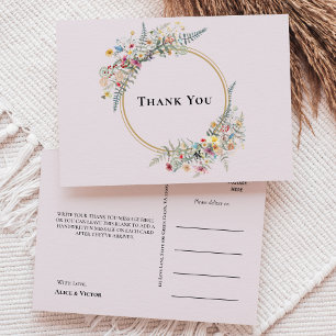 Boho Wildflower Farn Lavendel Hochzeit Danke Postkarte