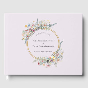 Boho-Wildflower-Farn-Lavendel-Hochzeit Gästebuch