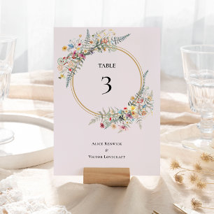 Boho-Wildflower-Farn-Lavendel-Hochzeit Tischnummer