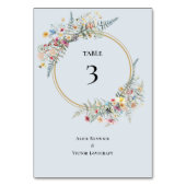Boho-Wildflower-Farn-Staubblau-Hochzeit Tischnummer (Vorderseite)