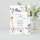 Boho Wildflower Garden White Wedding Einladung (Stehend Vorderseite)