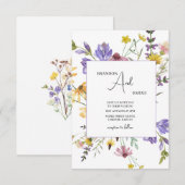 Boho Wildflower Garden White Wedding Einladung (Vorne/Hinten)