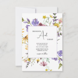 Boho Wildflower Garden White Wedding Einladung