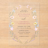 Boho Wildflower Garden Wreath Wedding Acryleinladungen (Vorderseite)