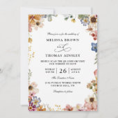 Boho-Wildflower-Garten Budget QR-Code Hochzeit Einladung (Vorderseite)