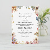 Boho-Wildflower-Garten Budget QR-Code Hochzeit Einladung (Stehend Vorderseite)
