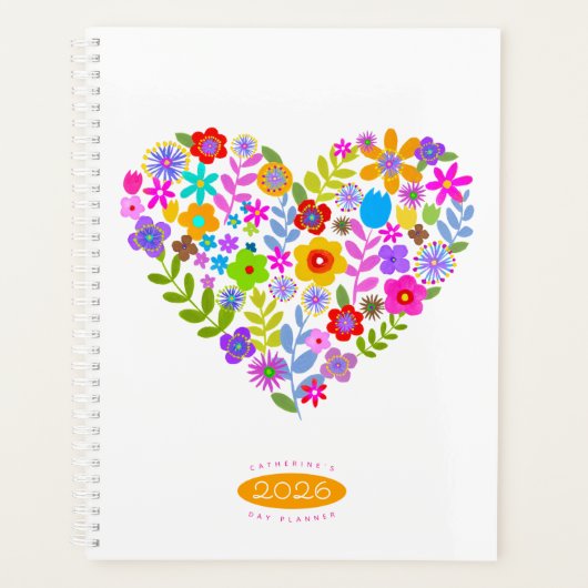 Boho Wildflower Herz 2026 Planer (Vorderseite)