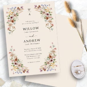 Boho-Wildflower-Hochzeit Einladung