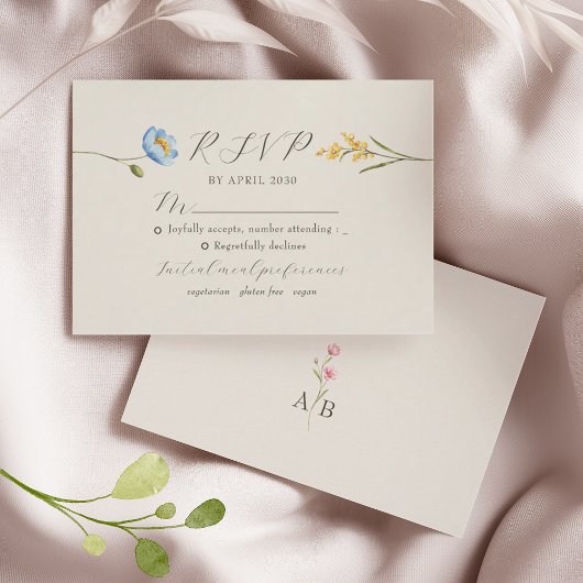 Boho-Wildflower-Hochzeit RSVP Karte