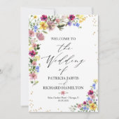 Boho-Wildflower-Hochzeitsprogramm Einladung (Vorderseite)
