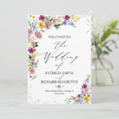 Boho-Wildflower-Hochzeitsprogramm Einladung (Stehend Vorderseite)
