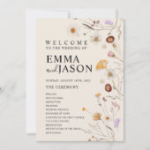 Boho-Wildflower-Hochzeitsprogramm Einladung (Vorderseite)