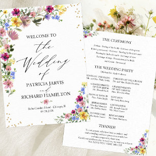 Boho-Wildflower-Hochzeitsprogramm Einladung