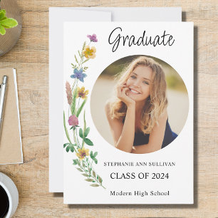 Boho-Wildflower-Mädchen-Foto Abitur Ankündigung