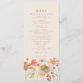 Boho Wildflower Meadow Wedding Menükarte (Vorderseite)