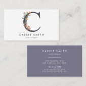 Boho Wildflower Monogram Initial C Visitenkarte (Vorne/Hinten)