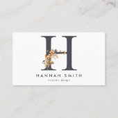 Boho Wildflower Monogram Initial H Visitenkarte (Vorderseite)