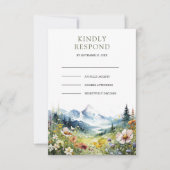 Boho Wildflower Mountain Meadow Wedding RSVP Karte (Vorderseite)