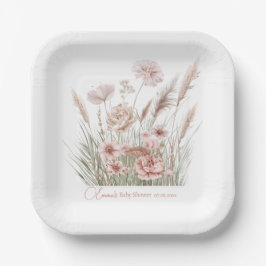 Boho Wildflower personalisierte Papierplatten Pappteller