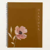 Boho Wildflower Personalisiertes braunes Geschenk Planer (Vorderseite)