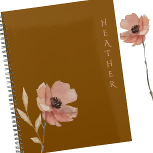 Boho Wildflower Personalisiertes braunes Geschenk Planer