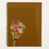 Boho Wildflower Personalisiertes Braunes Geschenk Planer (Vorderseite)