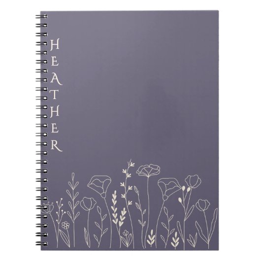 Boho Wildflower Personalisiertes Graues Geschenk f Notizblock (Vorderseite)