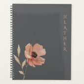 Boho Wildflower Personalisiertes Graues Geschenk f Planer (Vorderseite)