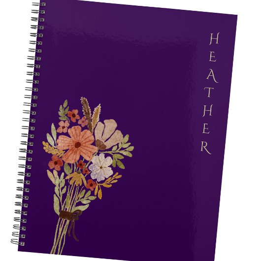 Boho Wildflower Personalisiertes lila Geschenk für Planer