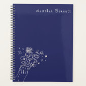 Boho Wildflower personalisiertes Navy-Geschenk für Planer (Vorderseite)