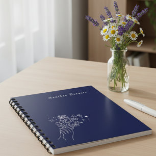 Boho Wildflower personalisiertes Navy-Geschenk für Planer