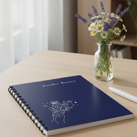 Boho Wildflower personalisiertes Navy-Geschenk für Planer