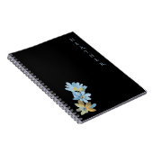 Boho Wildflower Personalisiertes Schwarzes Geschen Notizblock (Rechte Seite)