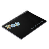 Boho Wildflower Personalisiertes Schwarzes Geschen Notizblock (Linke Seite)