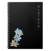 Boho Wildflower Personalisiertes Schwarzes Geschen Notizblock (Vorderseite)