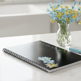 Boho Wildflower Personalized Black Gift for Her Notizblock