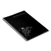 Boho Wildflower Personalized Black Gift for Her Notizblock (Rechte Seite)