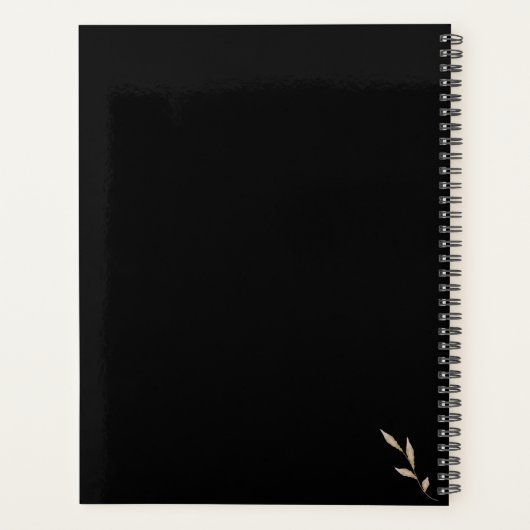 Boho Wildflower Personalized Black Gift for Her Pl Planer (Rückseite)