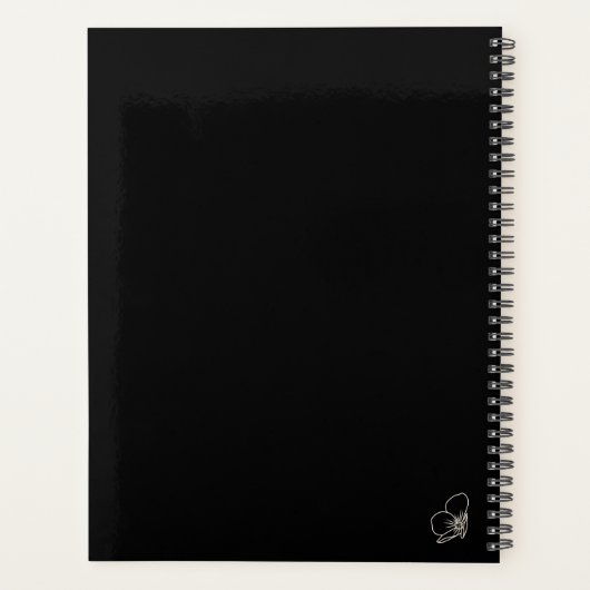 Boho Wildflower Personalized Black Gift for Her Planer (Rückseite)