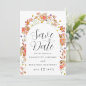 Boho Wildflower Photo Arch Wedding Save The Date (Stehend Vorderseite)