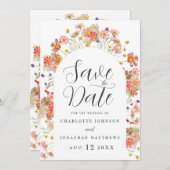 Boho Wildflower Photo Arch Wedding Save The Date (Vorne/Hinten)