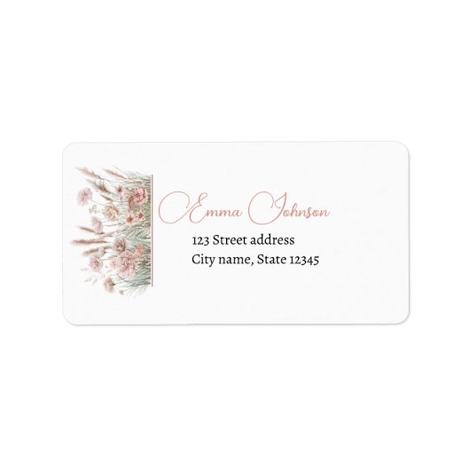 Boho Wildflower Return Address Labels Adressaufkleber (Vorne)