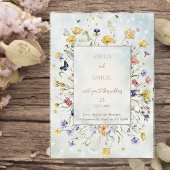 Boho Wildflower Rustic Green Wedding Folieneinladung