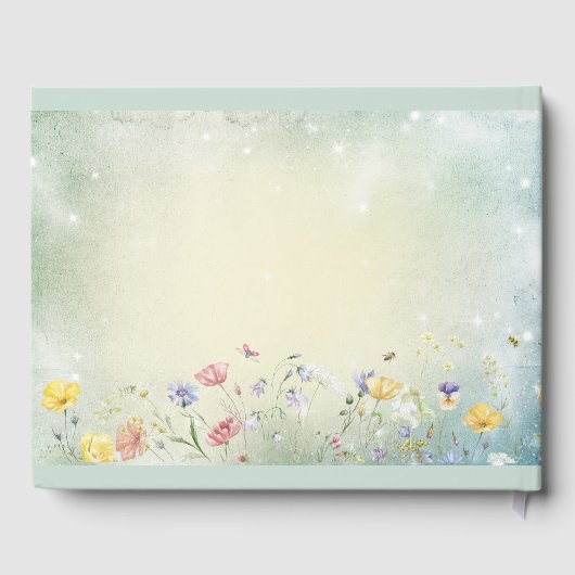 Boho Wildflower Rustic Green Wedding Gästebuch (Rückseite)