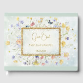 Boho Wildflower Rustic Green Wedding Gästebuch (Vorderseite)