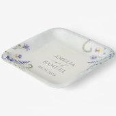 Boho Wildflower Rustic Green Wedding Pappteller (Gewinkelt)