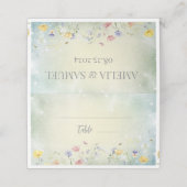Boho Wildflower Rustic Green Wedding Platzkarte (Außenseite Aufgefaltet)
