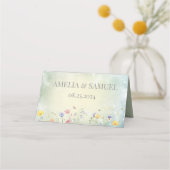 Boho Wildflower Rustic Green Wedding Platzkarte (Rückseite)