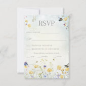 Boho Wildflower Rustic Green Wedding RSVP Card (Vorderseite)